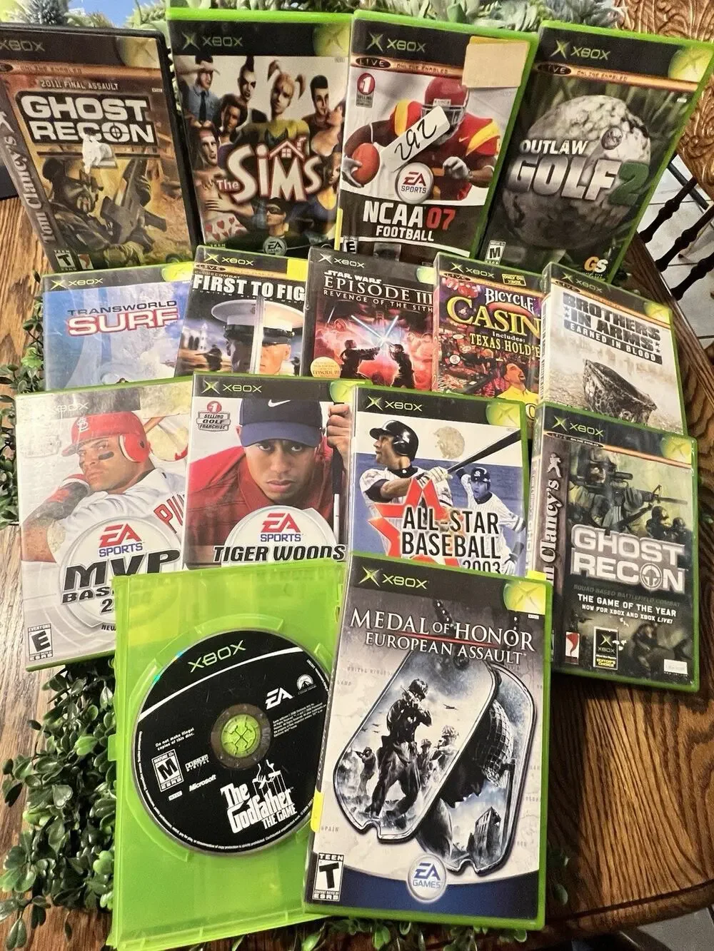 Microsoft Original Xbox NTSC Game Lot w/ Cases Star Wars, Ghost Recon, Sports
